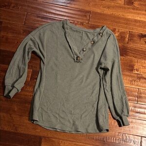 Women's Olive Button-Detail Top